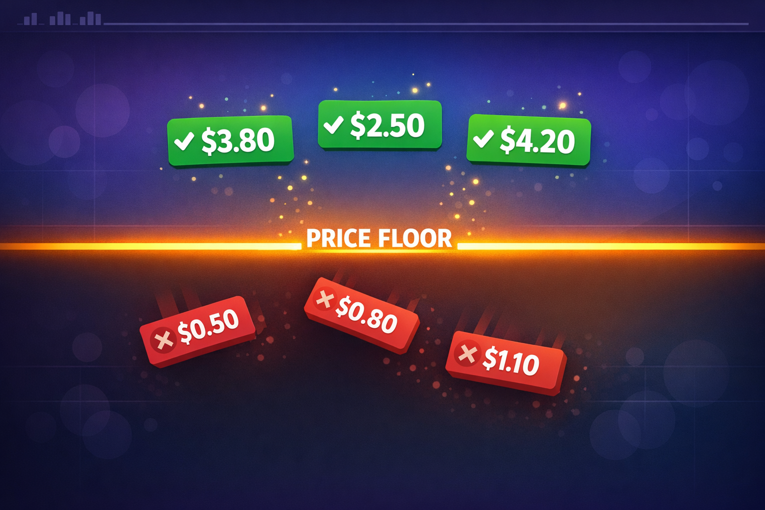 Diagram showing how price floors work in programmatic advertising auctions